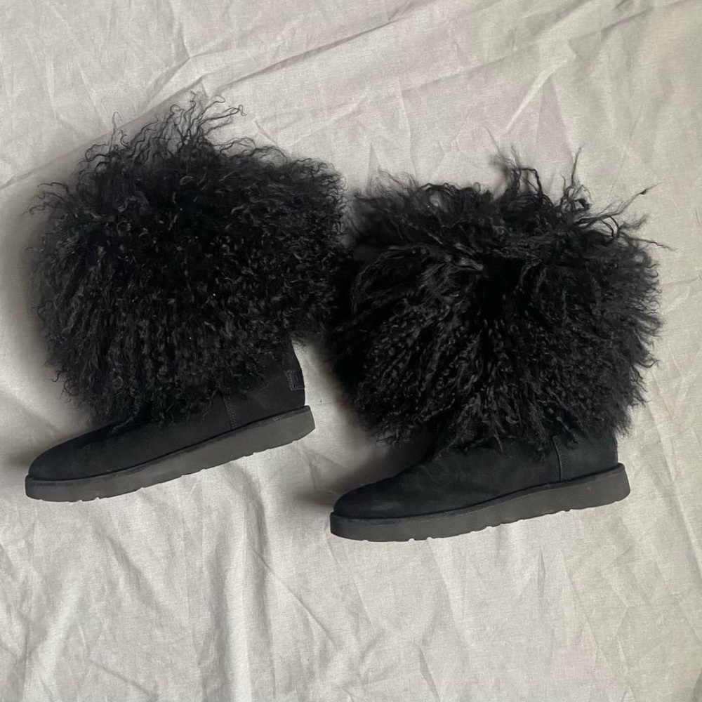 UGG Lida mongolian sheepskin black fur boots